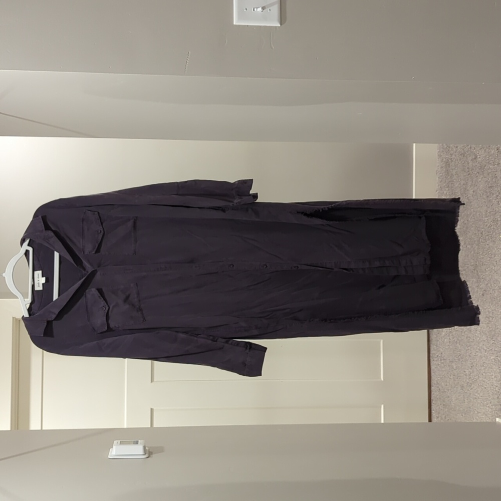 Cloth & Stone Tencel Long Roll-Tab Sleeve Button Down Collar Maxi Dress, size L